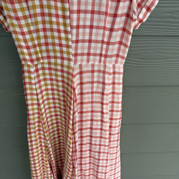 Anthropologie Pink and Cream Plaid Midi Dress - Picture 7 of 8
